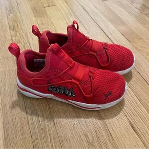 Little Kids 10c Puma Shoes, Red Sneakers, Graffiti, Slip on, No Tie Athletic